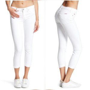 Hudson Crop Harkin Skinny Cuffed White Jeans Size 27